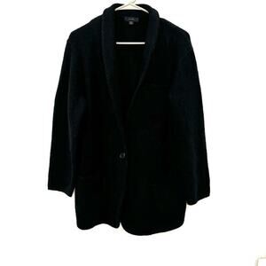 J Crew Men’s Cardigan Sweater Blazer Wool Blend Black Shawl Cowl Neck Size M